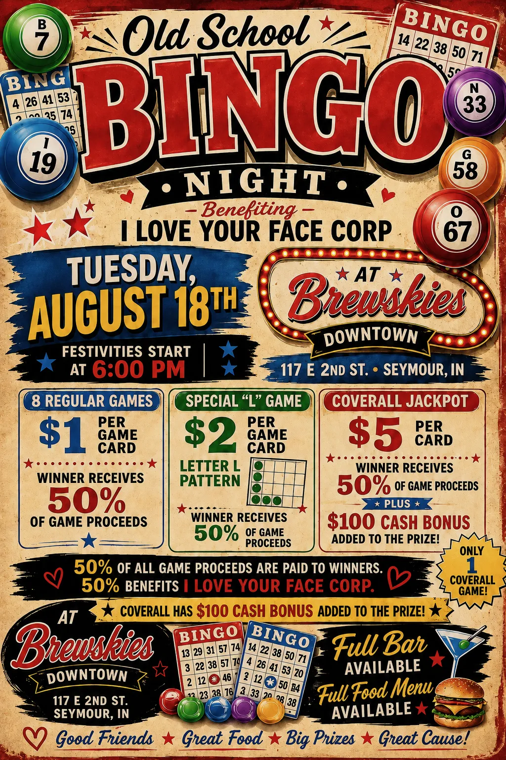Old School Bingo Night flyer